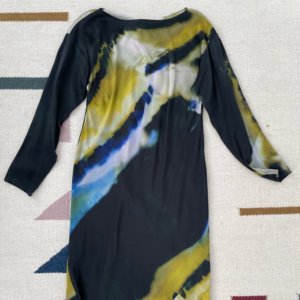 Silk, long sleeves tie-dye dress.